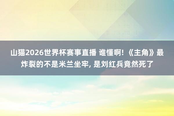 山猫2026世界杯赛事直播 谁懂啊! 《主角》最炸裂的不是米兰坐牢, 是刘红兵竟然死了