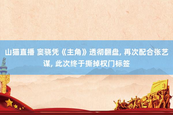山猫直播 窦骁凭《主角》透彻翻盘, 再次配合张艺谋, 此次终于撕掉权门标签