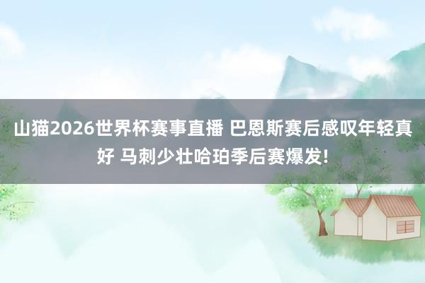 山猫2026世界杯赛事直播 巴恩斯赛后感叹年轻真好 马刺少壮哈珀季后赛爆发!