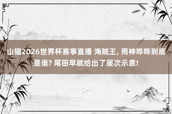 山猫2026世界杯赛事直播 海贼王, 雨神哗哗到底是谁? 尾田早就给出了屡次示意!