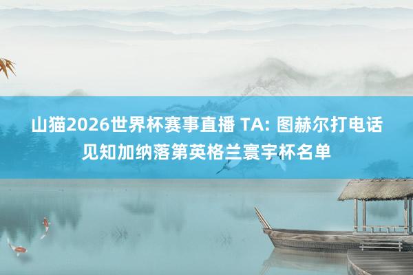 山猫2026世界杯赛事直播 TA: 图赫尔打电话见知加纳落第英格兰寰宇杯名单