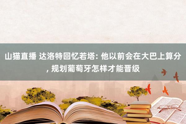 山猫直播 达洛特回忆若塔: 他以前会在大巴上算分, 规划葡萄牙怎样才能晋级