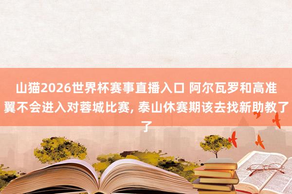 山猫2026世界杯赛事直播入口 阿尔瓦罗和高准翼不会进入对蓉城比赛, 泰山休赛期该去找新助教了