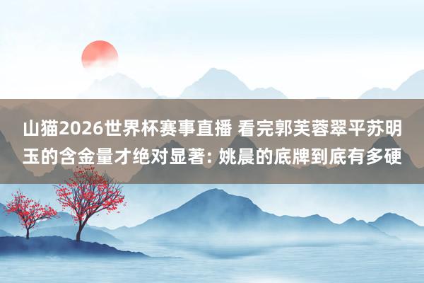 山猫2026世界杯赛事直播 看完郭芙蓉翠平苏明玉的含金量才绝对显著: 姚晨的底牌到底有多硬