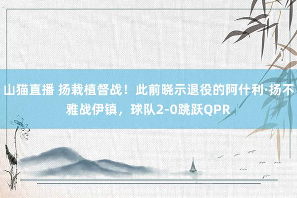 山猫直播 扬栽植督战!此前晓示退役的阿什利·扬不雅战伊镇,球队2-0跳跃QPR