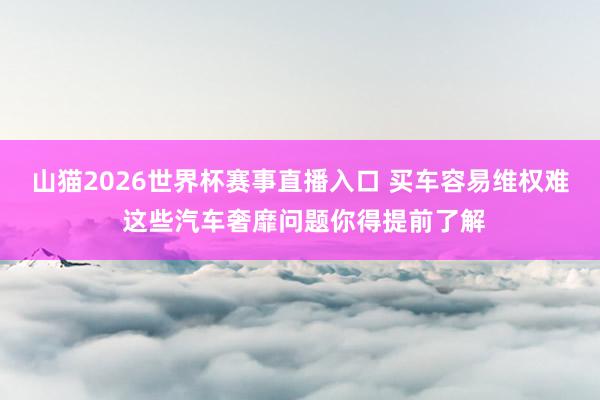 山猫2026世界杯赛事直播入口 买车容易维权难 这些汽车奢靡问题你得提前了解