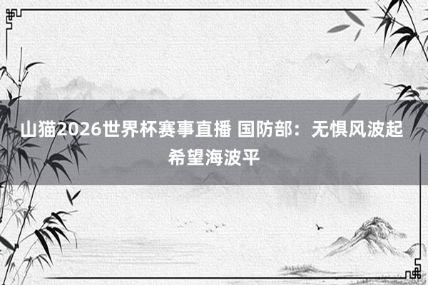 山猫2026世界杯赛事直播 国防部:无惧风波起 希望海波平