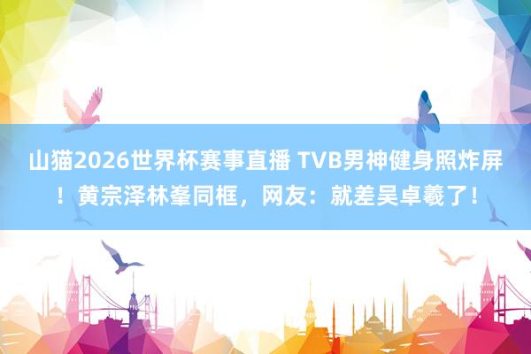 山猫2026世界杯赛事直播 TVB男神健身照炸屏!黄宗泽林峯同框,网友:就差吴卓羲了!