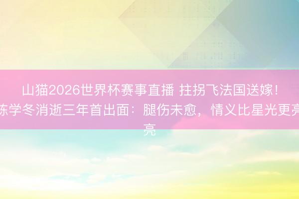 山猫2026世界杯赛事直播 拄拐飞法国送嫁!陈学冬消逝三年首出面:腿伤未愈,情义比星光更亮
