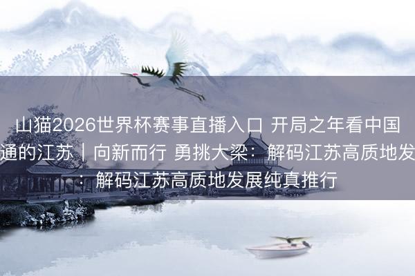 山猫2026世界杯赛事直播入口 开局之年看中国・碰见不相通的江苏|向新而行 勇挑大梁:解码江苏高质地发展纯真推行