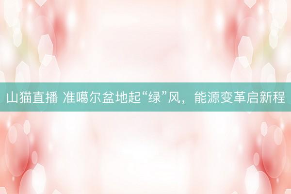 山猫直播 准噶尔盆地起“绿”风,能源变革启新程