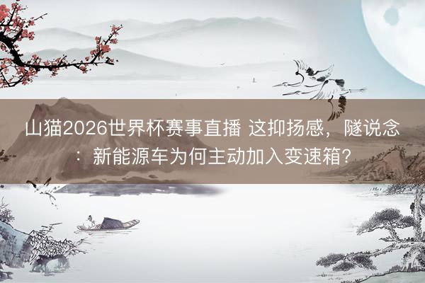 山猫2026世界杯赛事直播 这抑扬感,隧说念:新能源车为何主动加入变速箱?