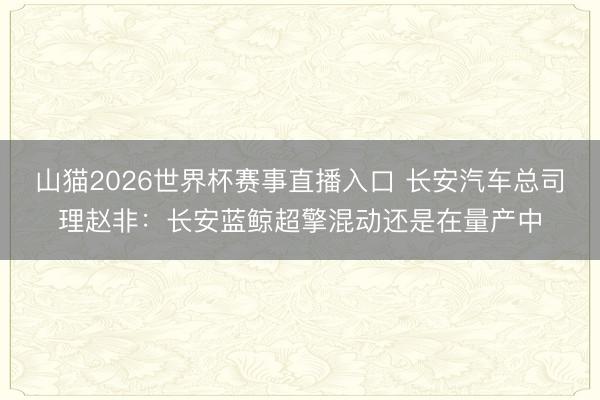 山猫2026世界杯赛事直播入口 长安汽车总司理赵非:长安蓝鲸超擎混动还是在量产中