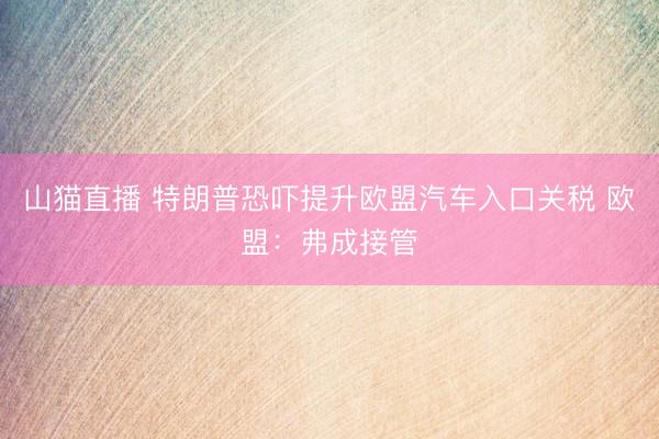 山猫直播 特朗普恐吓提升欧盟汽车入口关税 欧盟:弗成接管