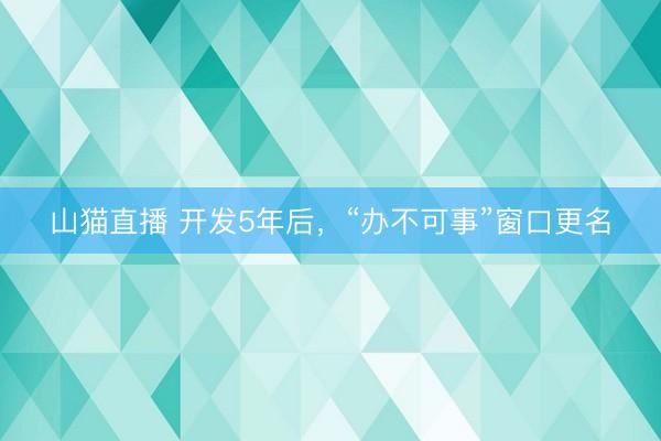 山猫直播 开发5年后,“办不可事”窗口更名