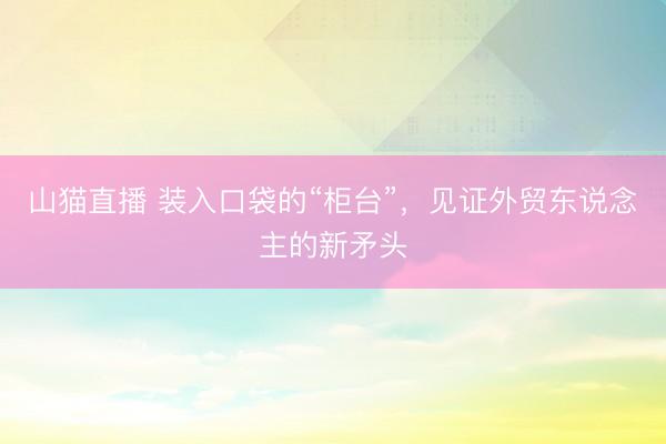 山猫直播 装入口袋的“柜台”,见证外贸东说念主的新矛头