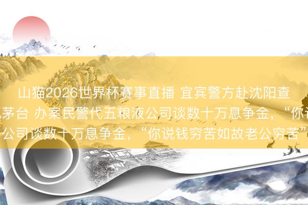 山猫2026世界杯赛事直播 宜宾警方赴沈阳查假五粮液,扣走159瓶茅台 办案民警代五粮液公司谈数十万息争金,“你说钱穷苦如故老公穷苦”