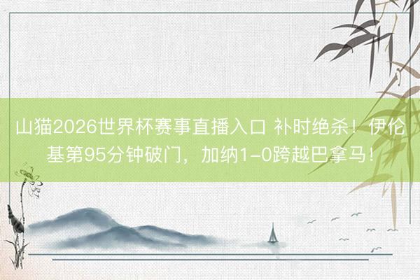 山猫2026世界杯赛事直播入口 补时绝杀!伊伦基第95分钟破门,加纳1-0跨越巴拿马!