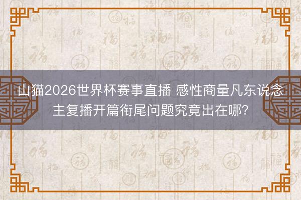 山猫2026世界杯赛事直播 感性商量凡东说念主复播开篇衔尾问题究竟出在哪?